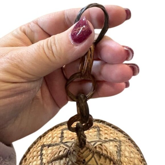 Vintage Capiz Shell Chandelier With Woven Bamboo Hat Design  Windchime - Picture 5 of 7